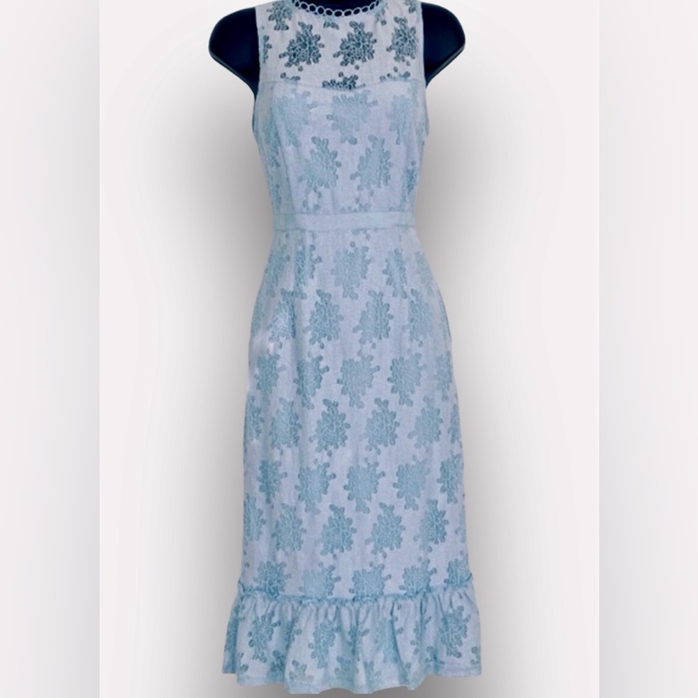 mi ami, Sz Med, Light Blue, Floral Lace Dress